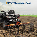 Tow Behind Landscape Rake, 60" Tow Dethatcher with 21 Steel Coil Tines, Lawn Dethatcher Rake Attaches to 48" or 60" Toolbars and 3-Point Suspension Systems, for Leaves, Pine Needles, and Grass, Orange