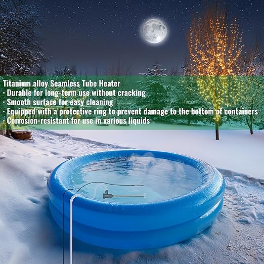 1800W Fully Submersible Water Heater for Hot Tub & Above Ground Pool – Portable Immersion Electric Heater with GFCI & Thermostat for Bathtub, Inflatable Pool, Baptistry, Sap and Bucket