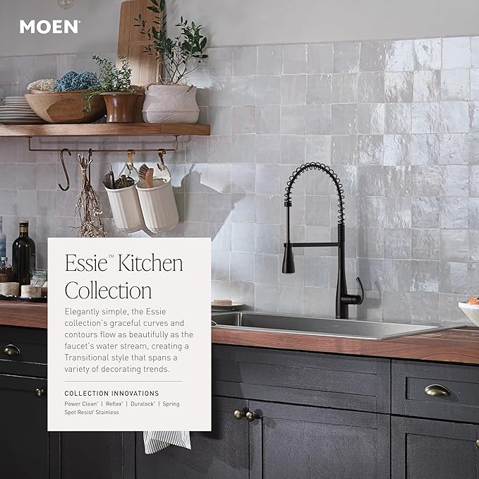 Moen 87014EWSRS Essie MotionSense Wave One-Handle Touchless Kitchen Faucet with Pull Down Sprayer and Soap Dispenser, Spot Resist Stainless
