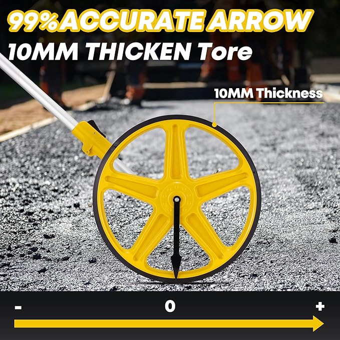 SILVEL 12 Inch Measuring Wheel, MAX9999FT Measuring Wheel in Feet and Inches, One key to Zero Rolling Tape Measuring Wheels, yellow