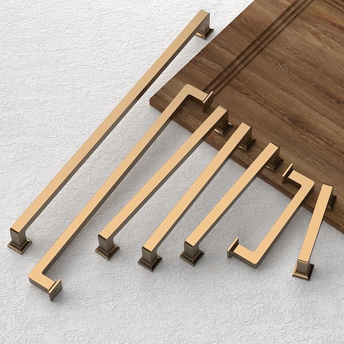 FILTA Cabinet Handles 3.75 Inch 10 Pack Cabinet Pulls for Kitchen Champagne Bronze Metal Drawer Pulls Modern Cabient Hardware Cupboard Handles