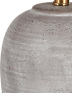 Nourison Home 23" Rustic Brown (Gray Undertones) Ceramic Pot Table Lamp for Bedroom, Living Room, Dining, Home Office, Entryway