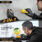 PREXISO 2-in-1 Line Laser Level - Mini Torpedo Level with Light, 3-3/4 inch Rotatable Magnetic Pocket Level & 30Ft Laser Line Leveler Tool for Hanging Picture, Wall Marking Painting, Home Renovation