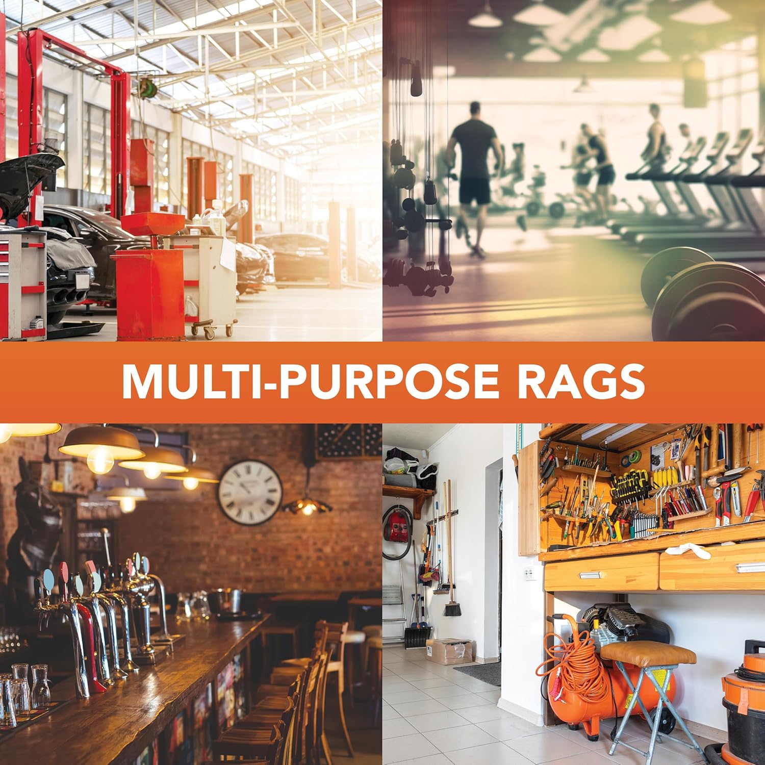 Arkwright W11 Terry Cloth Towels for Cleaning - Soft Cotton Blend Washable Multi-Purpose Bar Mop, Absorbent & Quick Dry, Bulk Box of Rags for Kitchen, Auto Shop, and Garage, 50 lb, White