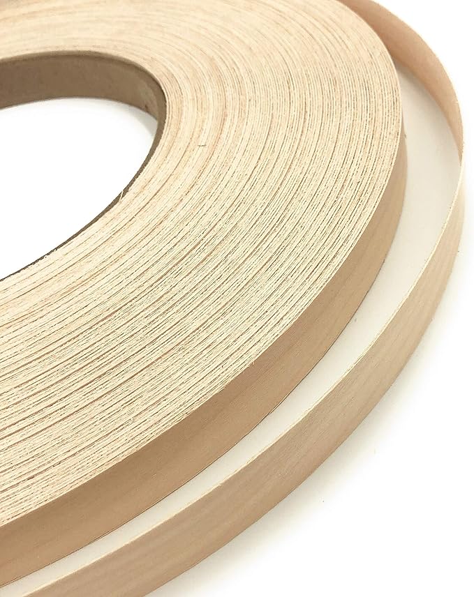 Edge Supply Birch Pre-Finished 5/8 inch X 25 ft Roll Preglued, Veneer Edge Banding, Flexible Wood Tape, Easy Application Iron On with Hot Melt Adhesive. Clear UV Laquer Finish Wood Edging