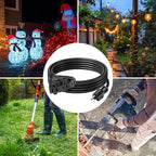 BN-Link's 2 Pack Outdoor Extension Cord Set is Ideal for Holiday Yard Decorations and Garden Equipment. with Three outlets You can Plug in Loads up to a Total of 13amps/1625watts. (Black, 15ft)