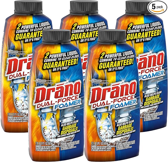 Drano Dual-Force Foamer Clog Remover, 17 oz (Pack of 5)