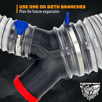 4" to 2-1/2" 2-Way Dust Collection Splitter Junction Fitting, Multi Port Fits Standard Hoses and Shop Vac Accessories, Dust Medusa