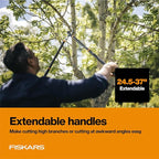 Fiskars Loppers for Tree Trimming, Heavy Duty, with Extendable Handle (24.5"-37" Range), Sharp Bypass Steel Blade Tree Branch Cutter up to 1.5-Inch Diameter Cut Capacity