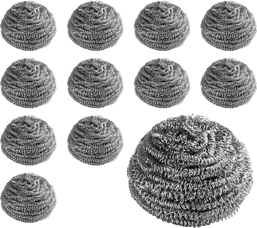New Star Foodservice 54460 Extra Large (50 Grams) Stainless Steel Sponges Scrubbers, Set of 12