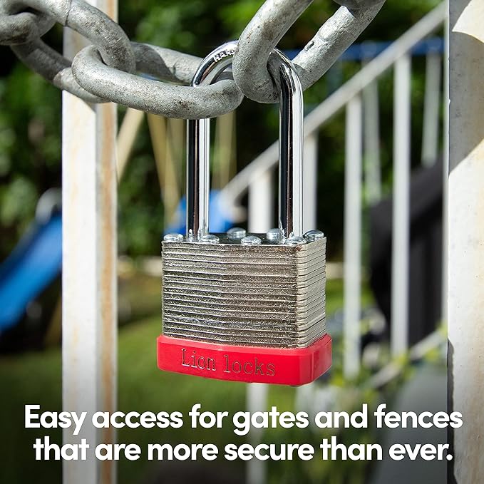 Lion Locks 24 Keyed Alike Padlocks with 2" Long Shackle, 48 Keys - Padlocks for Outdoor Use, Locks with Keys, Hardened Steel Case, Pick Resistant Brass Pin Cylinder for Hasp Latch, Locker, Gate