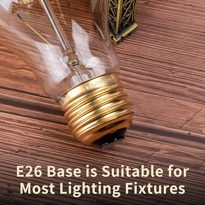 Warm Incandescent Light Bulbs 60 Watt,A19/A60 Vintage Style Edison Bulbs E26,Soft Yellow Light Bulbs,Amber Bulbs,Retro Light Bulb Old Fashioned,Halogen Dimmable Edison Bulb Squirrel Cage