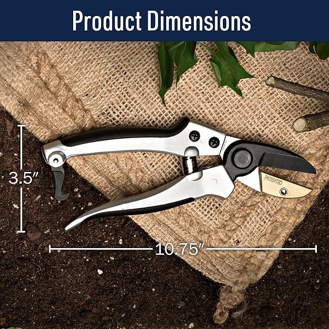 Anvil Pruning Shears for Gardening - 7.75” Heavy Duty Branch Cutter Garden Shears with Rubber Grips for Dry Stems or Small Wood Branches - Hand Pruners for Gardening Tools by Kings County Tools