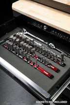 ARES 70204-3-Piece Aluminum Socket Organizer - 1/4-Inch, 3/8-Inch, and 1/2-Inch Drive Socket Rails Hold 48 Sockets and Keep Your Tool Box Organized