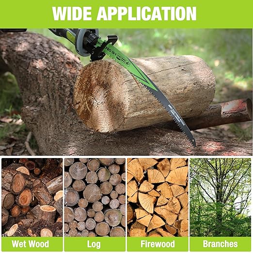 WORKPRO 15" Japanese Teeth Wood Pruning Reciprocating Saw Blades Set, Arc Cutting Edge 6TPI Pruning Saw Blades for Tree Pruning, Wood Cutting, Durable & Sharp, 5 Pack