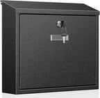 Uniclife Wall Mount Mailbox for Outside, Large Locking Mailbox with Key Lock, Security Mail Box, Postbox for House, Safe Key Drop Case, Steel Cash Drop Case for Home Office School, Black