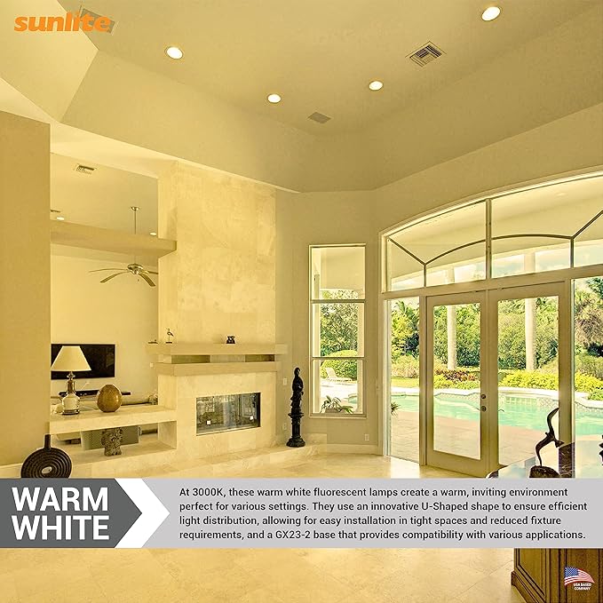 Sunlite 40539 PLD13/SP30K/10PK Double Twin Tube Compact Fluorescent Lamp, PLD 2-Pin, 13 Watts, 660 Lumens, 3000K Warm White, 2-Pin (GX23-2) Base, 10 Pack