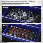 Magnetic Socket Holder Organizer Set: 1/4 Detachable Socket Trays Socket Organizer for Tool Box Drawer Holds 14-Piece Standard Size Sockets for Automotive Garage(Red)