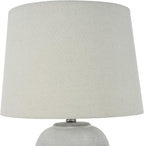 Nourison Home 23" Vintage Grey (White Washed) Ceramic Pot Table Lamp for Bedroom, Living Room, Dining, Office, with Grey Shade