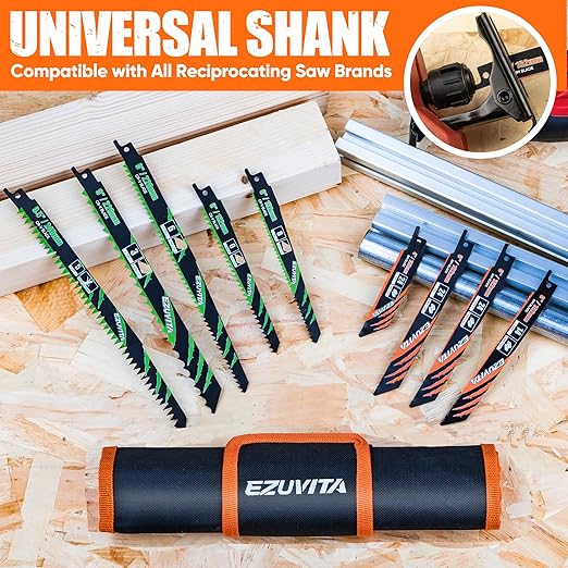 36-Piece Reciprocating Saw Blade Set with Organizer Pouch - Metal&Wood Cutting, Pruning Saw Blades