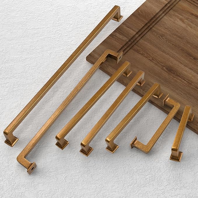 FILTA Cabinet Handles 12.6 Inch 6 Pack Antique Brass Cabinet Pulls for Kitchen Metal Drawer Pulls Modern Cabient Hardware Cupboard Handles