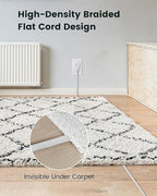 SURAIELEC 10FT 360° Rotating Flat Plug Extension Cord Flat Wall Plug with 3 Outlets, Braided Flat White Extension Cord for Indoor Use, Home, Office, 16/3C SPT, ETL Listed