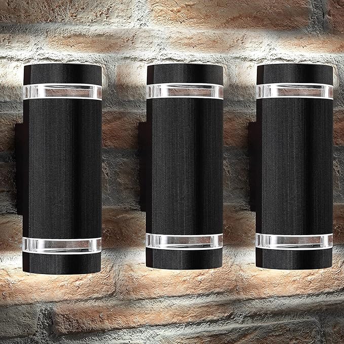 Porch Lights Outdoor Dusk to Dawn, Aluminum Outdoor Wall Light Fixture 6000K, Waterproof Wall Lamp Up and Down Lights Exterior Sconce Wall Lighting Fixture for House Doorway, ETL Listed