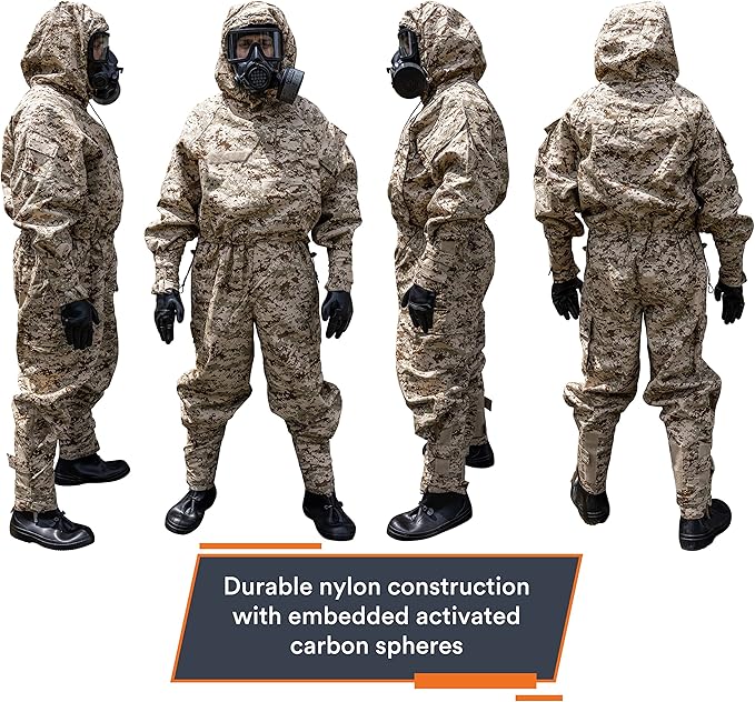 MIRA Safety MOPP-1 CBRN Protective Suit | Washable, Semi-permeable, Chemical-Resistant Coverall with Integrated Hood