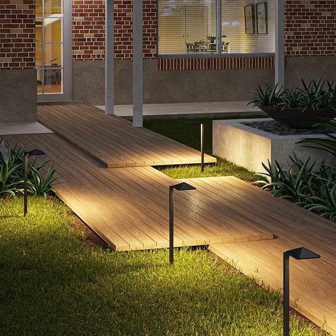 EDISHINE Pyramid Low Voltage Landscape Lighting, 3W 230LM 3000K 50,000 Hrs Waterproof LED Pathway Lights Wired, 12V Electric Outdoor Landscpae Path Light with Connectors, Aluminum Housing
