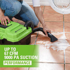 Greenworks 24V Brushless 3 Gallon Cordless Wet/Dry Shop Vacuum with with Hose, Crevice Tool, Floor Nozzle, 4.0Ah Battery and Charger Included