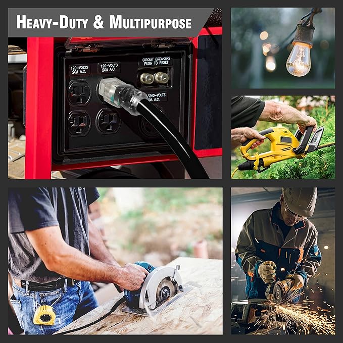 Outdoor Extension Cord Waterproof (15 ft) 12 Gauge Heavy Duty Extension Cord Splitter - Lighted Outdoor Extension Cords with Multiple Outlets - Watts Wire - 15' Grounded - extensiones electricas