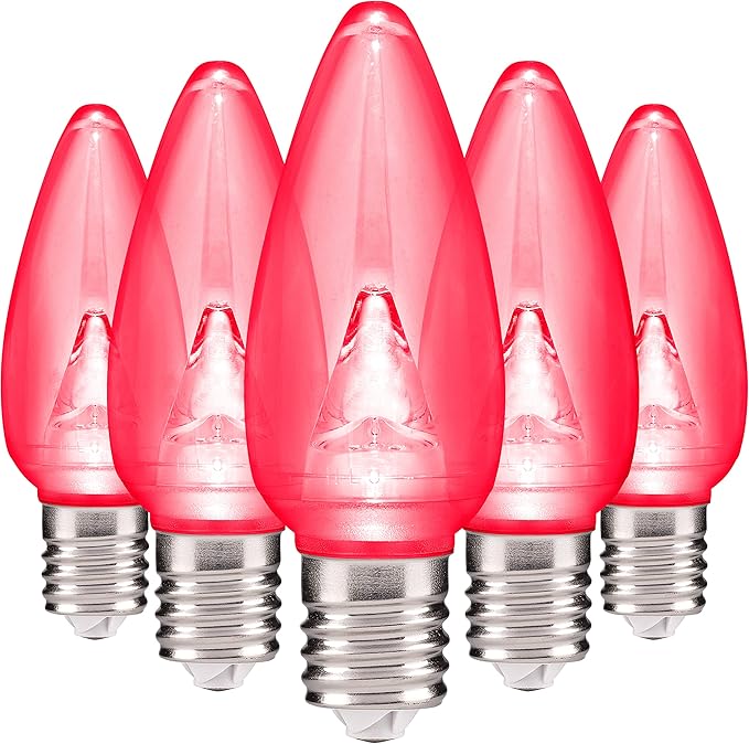 HLO Lighting Smooth C9 Christmas Lights | Pink LED Bulbs for Indoor & Outdoor Christmas Decor | Set of 25