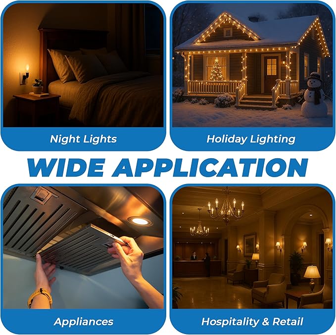 OHLECTRIC Night Light Bulbs (4 Pack – Clear), 7 Watt Mini Bulbs – E12 Candelabra Base, Non-Dimmable, 120 Volts – C7 Night Light Lamp Replacement Bulb for Salt Lamps, Window Candles, Holiday Decor