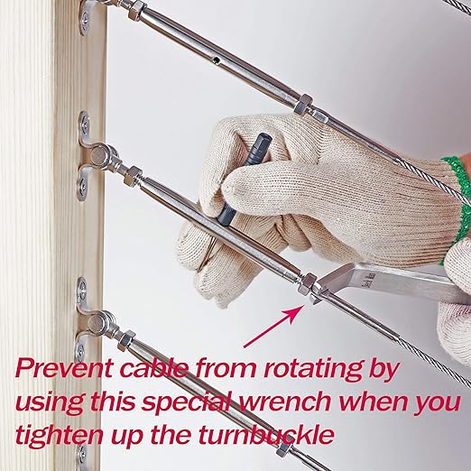 T316-Stainless Steel Adjustable Angle 1/8" Cable Railing Kit/Hardware for Wood Post，Marine Grade (6 Pack)