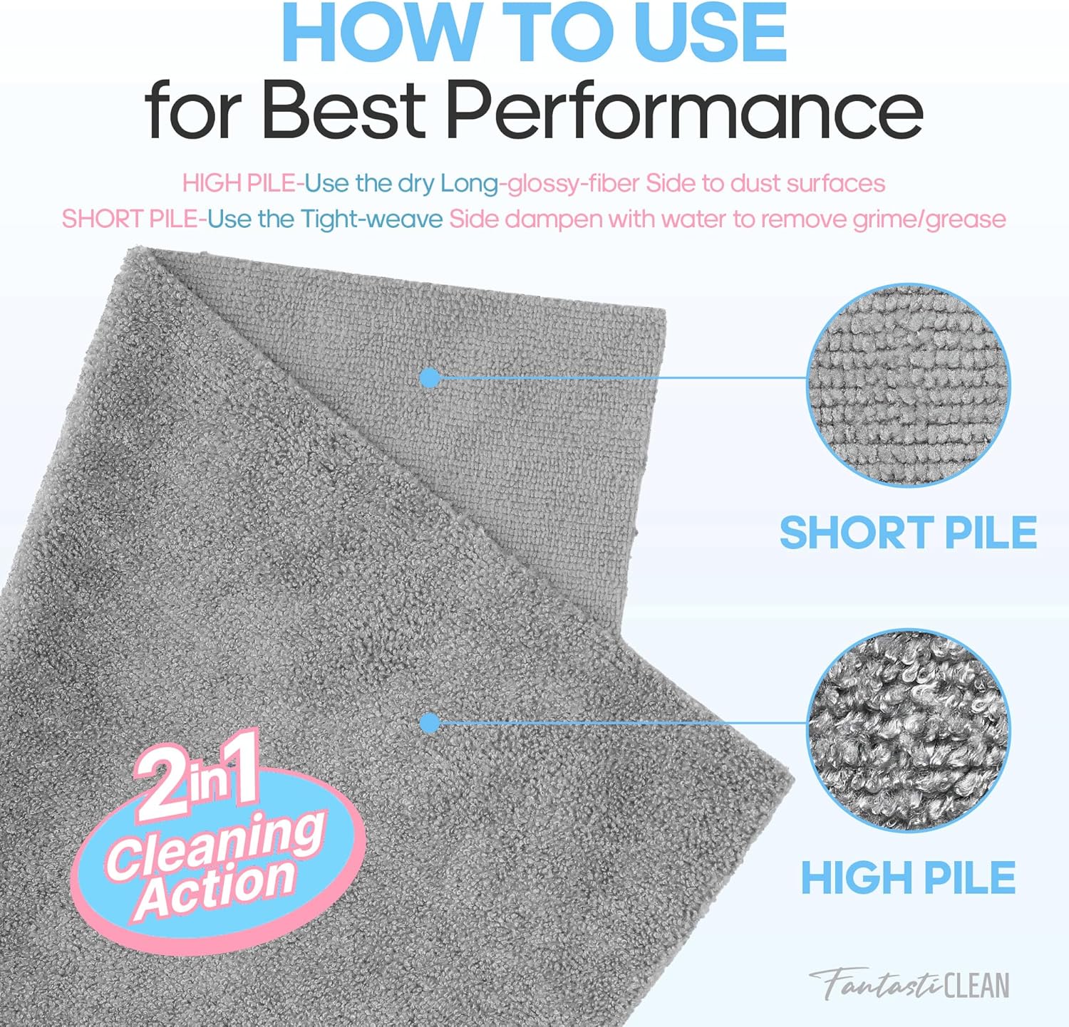 Fantasticlean XL Tear-Away Microfiber Cleaning Cloth Roll, 16'' by 16''- 36 Sheets, Thick & Large Detailing Towels, Ultra Absorbent, Lint-Free Reusable Wipes for Home, Car or Outdoor (Glossy Grey)