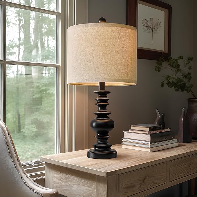 BOBOMOMO 20" Table Lamp Set of 2 for Bedroom Living Room Vintage Rustic Traditional Nightstand Bedside Lamps（Suitable for Decorating Small Areas）