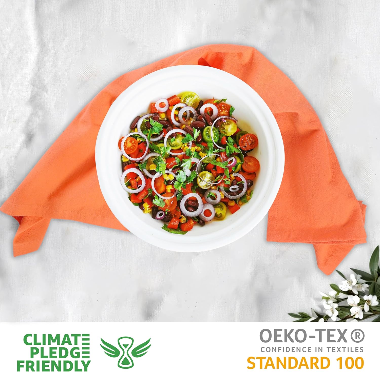 Urban Villa Halloween Flour Sack Kitchen Towels 27”x27” 12 Pack Orange Color Dish Towels 100% Cotton Flour Sack Kitchen Towels for Embroidery DIY Projects Cloth Diapers Cheese Strainers Dish Cloths