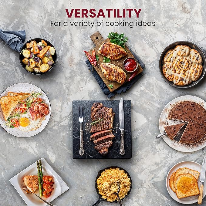 Elite Gourmet EG6203 Extra Deep 16"x13"x3.2" (10.5Qt.) Scratch Resistant, Easy Pour Spout, Dishwasher Safe, Non-stick Electric Skillet with Vented Glass Lid, Adjustable Temperature, Black