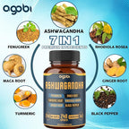 240 Capsules - 8 Month Supply - 7in1 Ashwagandha 8050mg - Combined with Fenugreek, Maca, Turmeric, Rhodiola, Ginger, and Black Pepper - Mood, Strength, Spirit and Energy Support Supplement