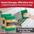 Green Sustainable 10 Pack Cleaning Scour Pads by Avant Grub. Powerful Stain Remover for Cookware. Easily Remove Grease and Residues. Eco-Friendly Solution for Kitchen Cleaning.