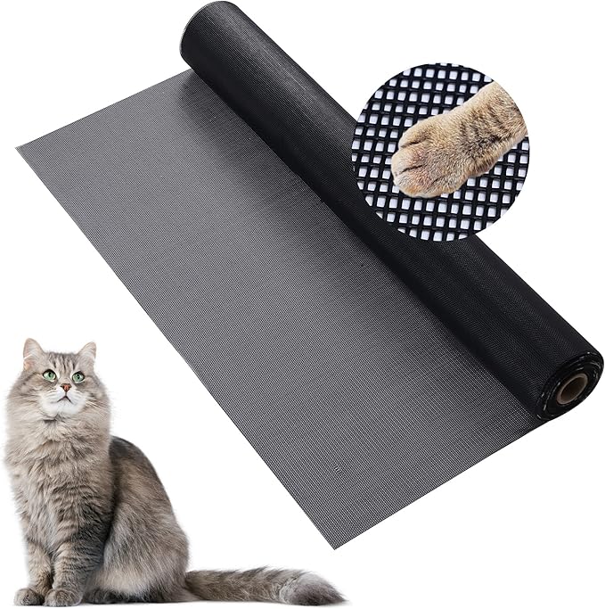 Pet Screen Replacement Door Repair Kit 72'' x 2 Feet Thicken Charcoal Fiberglass Pet Screen Mesh Scratch- Against for Families with Cat or Dog Suitable for Windows, Doors and Porches