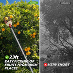 Walensee 23FT Fruit Picker, Adjustable Fruits Picker Tool with Fiberglass Pole, Big Basket and Storage Bag, Fruit Catcher Equipment Tree Picker for Lemons Apples Mango Orange Avocados Fruit Picking