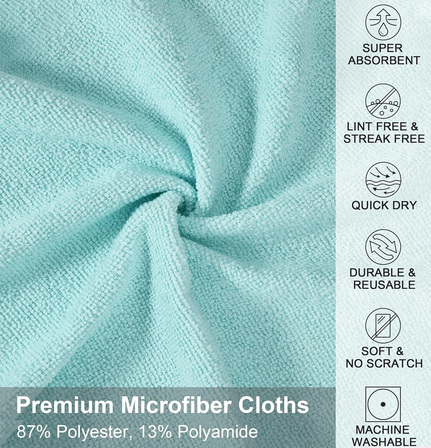 UPSTAR Microfiber Cleaning Cloth, Reusable Paper Towels Rolls, Cleaning Rags for Kitchen, Bathroom, Car, 12x12 inch, 50 Packs/Roll, Blue