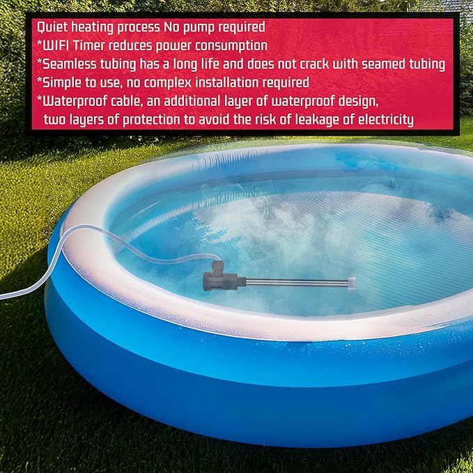 1800W Immersion Water Heater for Pool & Hot Tub – Portable Electric Submersible Heater with Temp Control, Auto Shut-Off and WiFi Timer for Spa, Bathtub, Inflatable Pool & Above Ground Pool