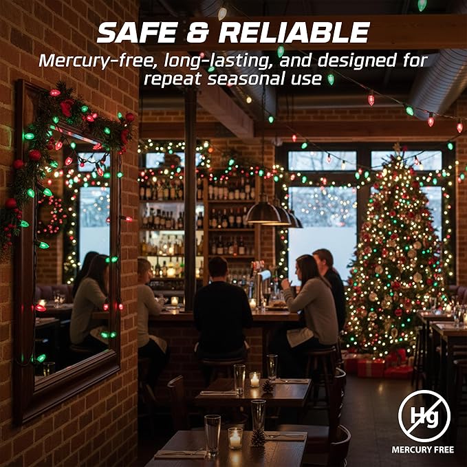 OHLECTRIC Night Light Bulbs (8 Pack – 4 Green & 4 Red), 7 Watt Mini Bulbs – E12 Candelabra Base, Non-Dimmable, 120V – C7 Night Light Lamp Replacement Bulb for Salt Lamps, Window Candles, Holiday Decor