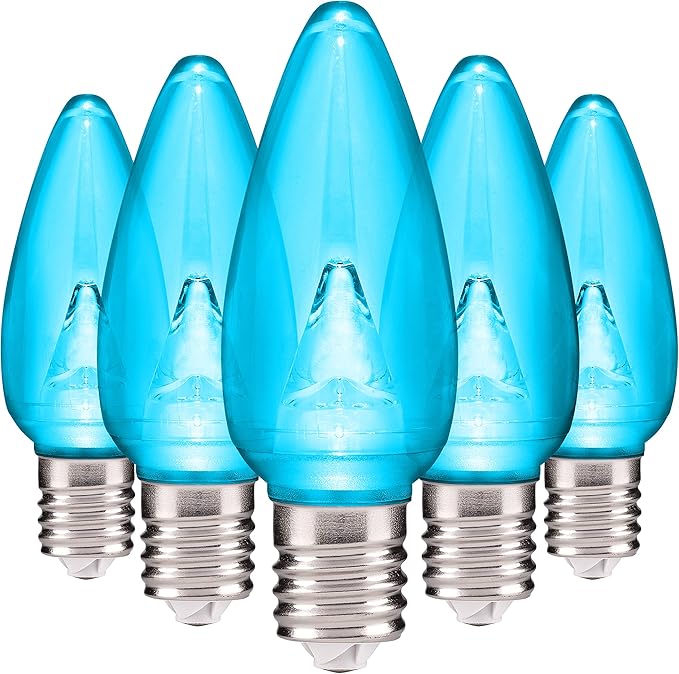 HLO Lighting Smooth C9 Christmas Lights | Teal LED Bulbs for Indoor & Outdoor Christmas Decor | Set of 25