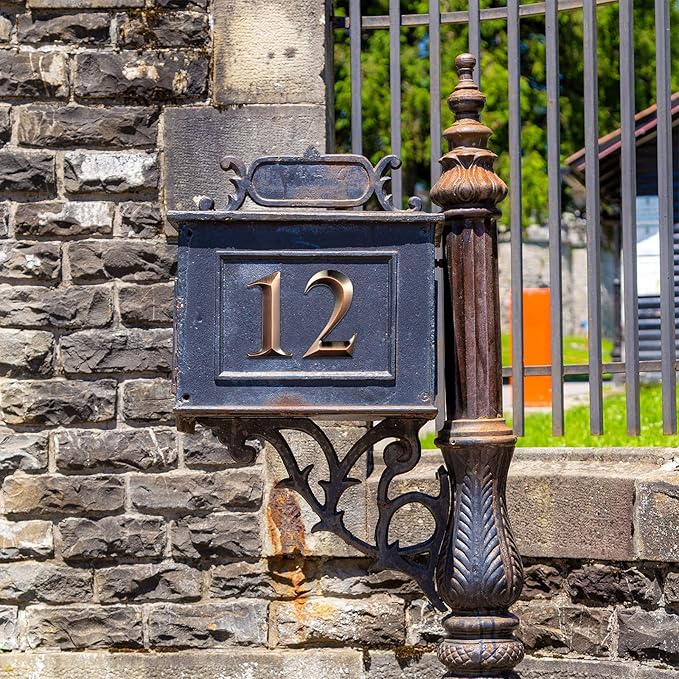 Jetec 10 Pcs House Numbers 3D Door Mailbox Numbers 0-9 Self Adhesive House Door Street Address Stickers for, Apartment, Office, Hotel Room, Mailbox Signs(4 x 2.5 Inches,Bronze)