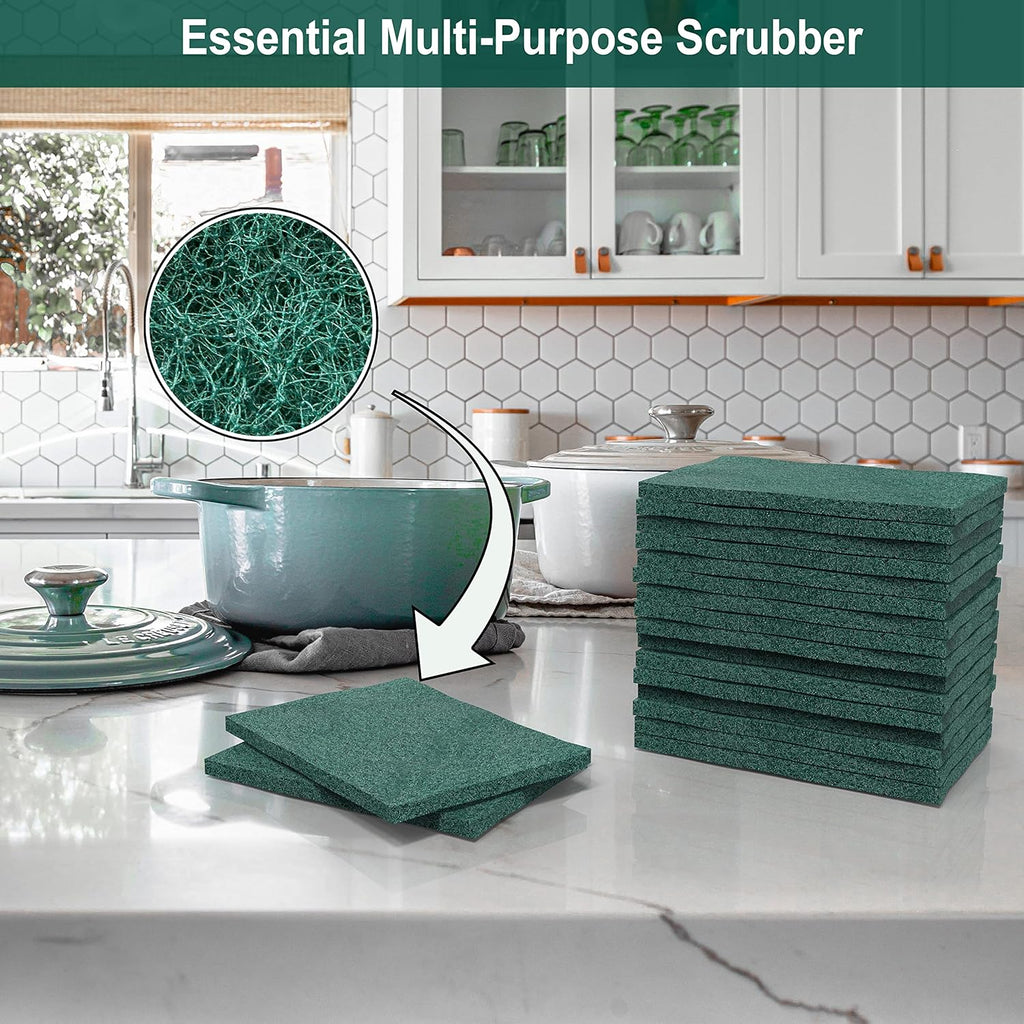100 Pack Heavy Duty Scouring Pads 3x4 Inch – Green Scrubbing Pads, Non Scratch Bulk Scrub Pads for Kitchen, Dishes, Pots, Pans, Grill & Household Cleaning – Reusable Multipurpose Scrubber Pads