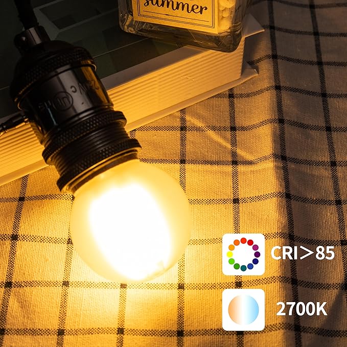 Frosted G16.5 Led Bulb, Matt Vanity Globe Light Bulbs, E26 Dimmable Globe Small Round Edison Light Bulbs, 6w 2700k Vintage LED Filament Edison Bulb