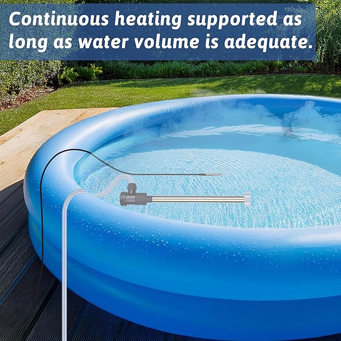 1300W Titanium Immersion Water Heater Portable Electric Hot Tub & Inflatable Pool Submersible Water Heater with Temp Control, GFCI for Bathtub, Baptistry, Above Ground Pool, Swimming Pool